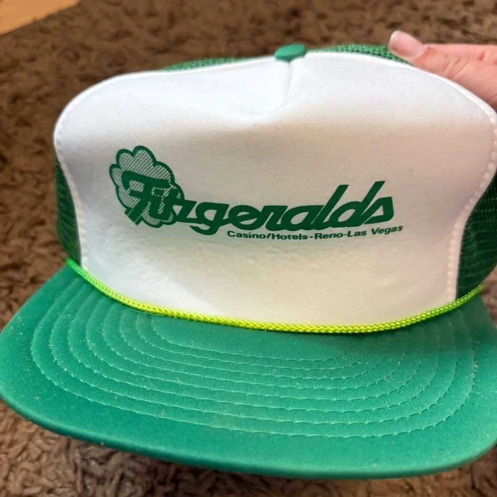 Vintage Fitzgerald’s Casino Reno Nevada Trucker Hat Mesh SnapBack 90s Rope Trim